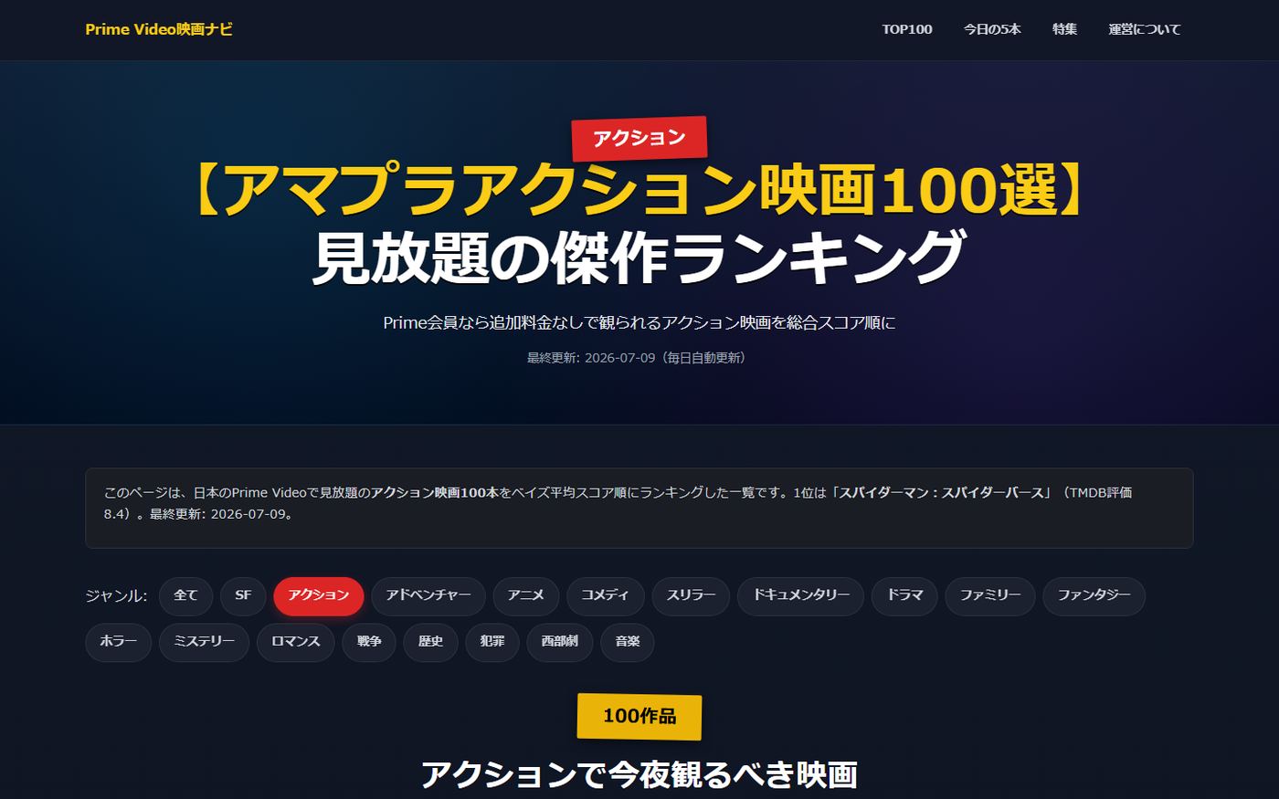 ジャンル別ページ例